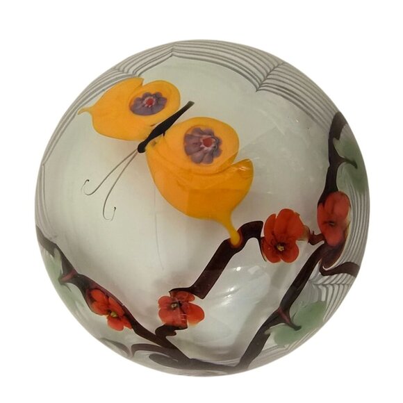 Bridgeton Studio 1978 Chris Buzzini Butterfly & Flower Paperweight - Picture 2 of 15